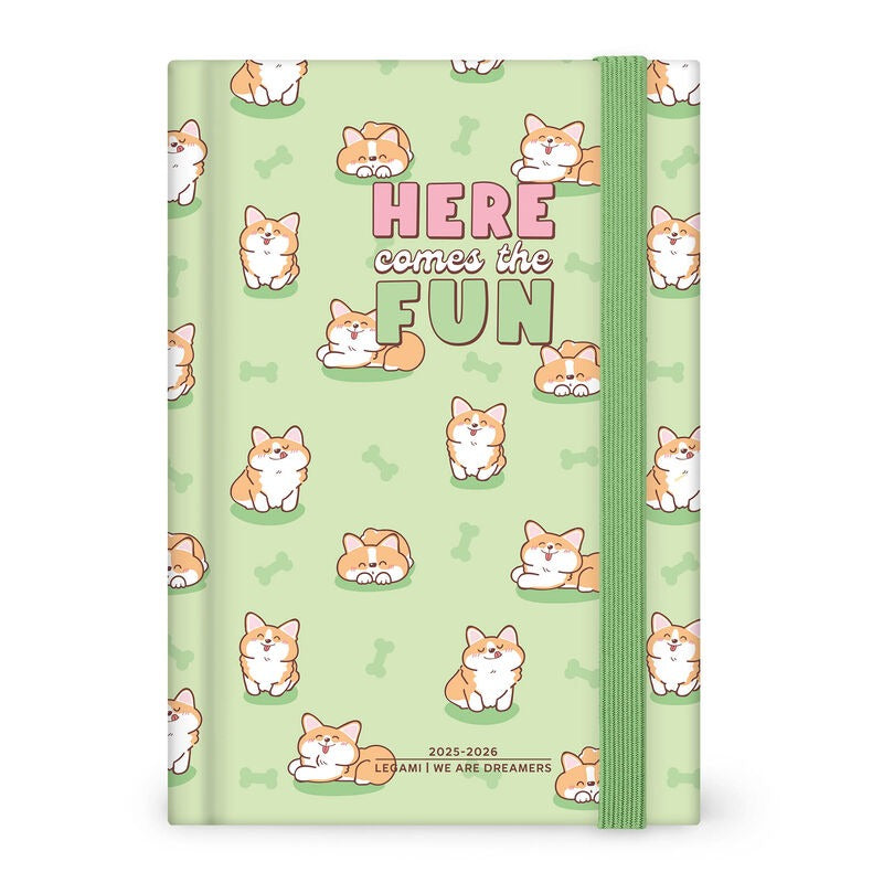 Agenda 16 Mesi Giornaliera Fotografica Medium - Green Corgi