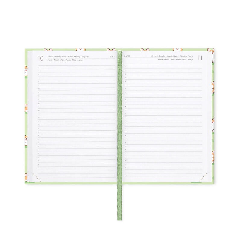 Agenda 16 Mesi Giornaliera Fotografica Medium - Green Corgi