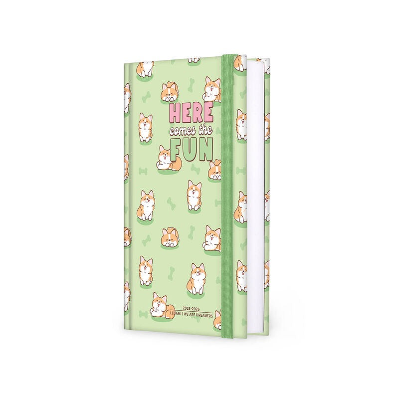 Agenda 16 Mesi Giornaliera Fotografica Medium - Green Corgi